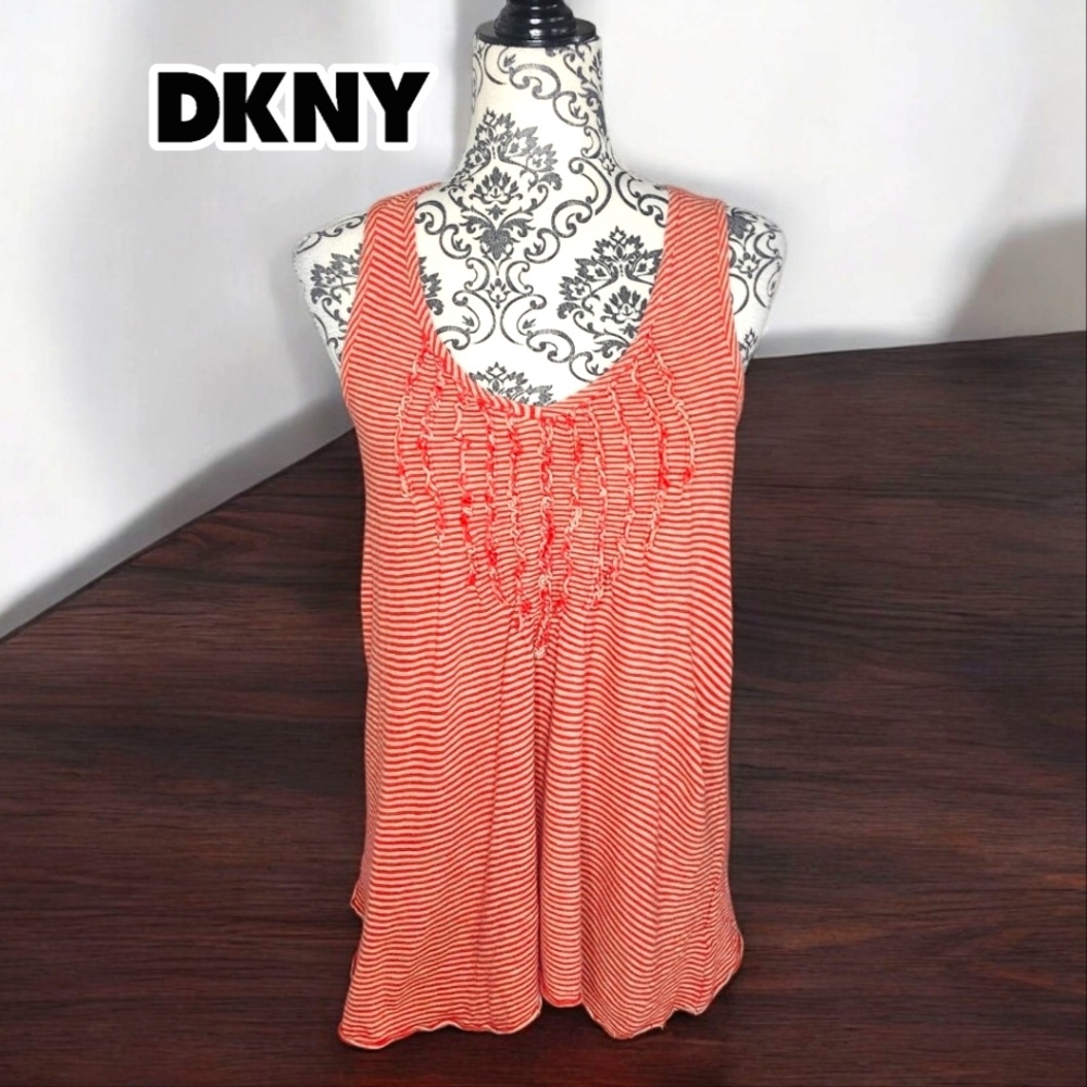 DKNY Red & White Striped Sleeveless Top - XSmall